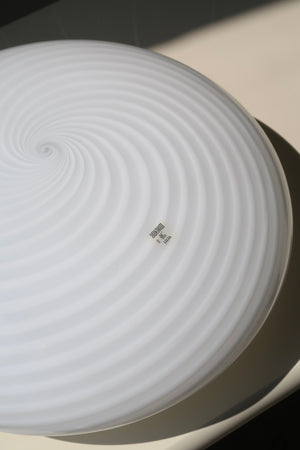 Vintage Murano hvid swirl plafond loftlampe / væglampe D:30 cm