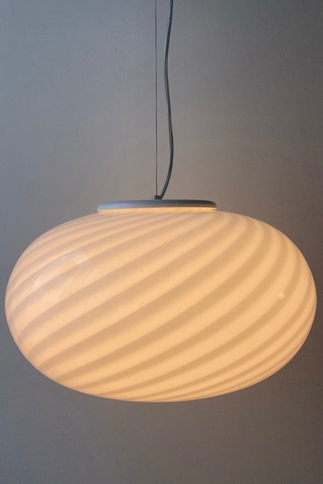 Vintage Murano classic white swirl pendant ceiling lamp D: 40 cm