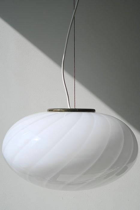 Vintage Murano Vetri white swirl pendant ceiling lamp D: 40 cm