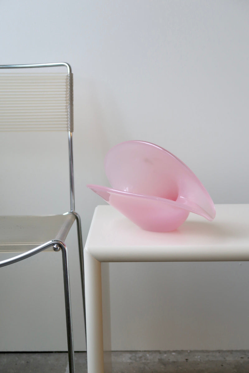 Large vintage Murano large pink mussel bowl L: 28 cm