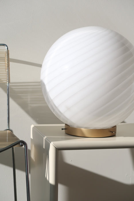 Vintage Murano XXL white swirl table lamp / floor lamp