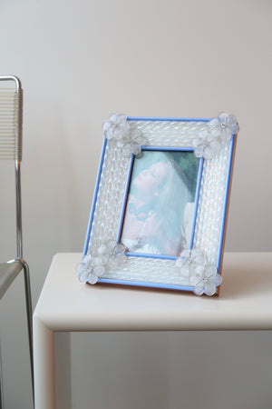 Vintage Murano Vetri fiori blue glass frame 28x22 cm