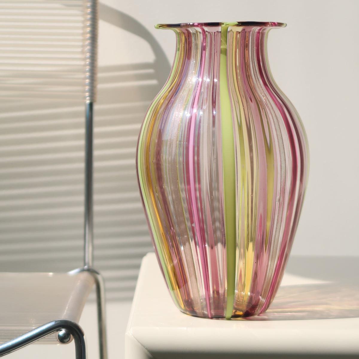 Vintage Murano A Canne mouth-blown vase H: 26.5 cm — Murano