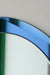 Spektakulært vintage Antonio Lupi Cristal-Luxor italiensk glasspejl i oval glas med facetteret safir blå kant. Håndlavet i Italien, 1970erne. Mål 63x77 cm