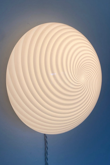 Vintage Murano white swirl ceiling lamp / wall lamp D: 30 cm