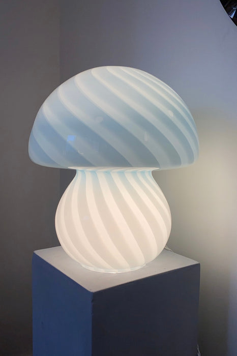 Large vintage Murano blue swirl mushroom lamp H:37 cm