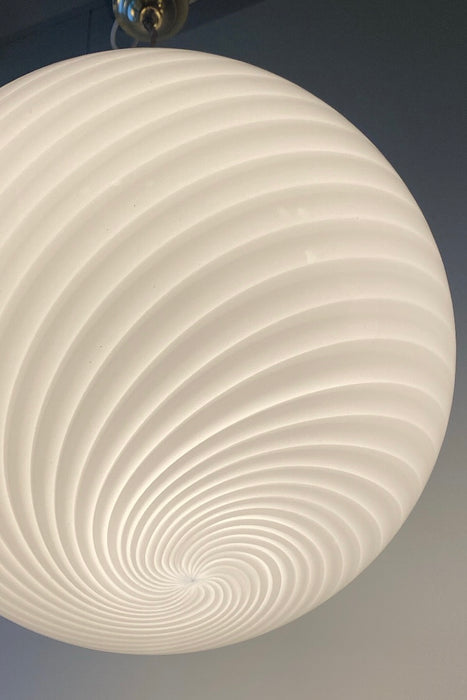 Vintage Murano hvid swirl pendel loftlampe D:40 cm