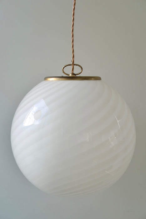 Vintage Murano white swirl pendant ceiling lamp D: 40 cm