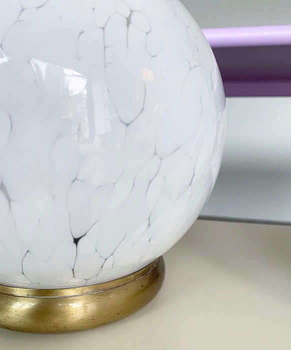 Vintage Murano speckled white glass table lamp H: 21 cm