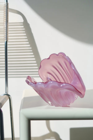 Vintage Murano pink alabaster clam bowl L: 21 cm