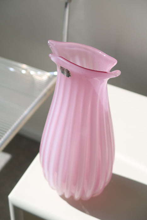 Large vintage Murano pink alabaster vase H: 30 cm