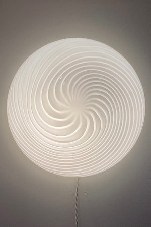 Vintage Murano white swirl plafond ceiling lamp D: 40 cm
