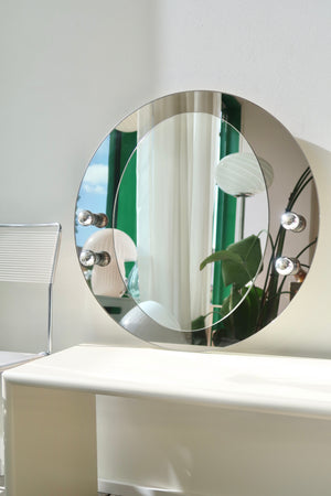 Vintage Italian latte bronze mirror glass 69x70 cm
