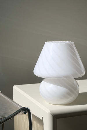 Vintage Murano white baby mushroom table lamp H: 19 cm