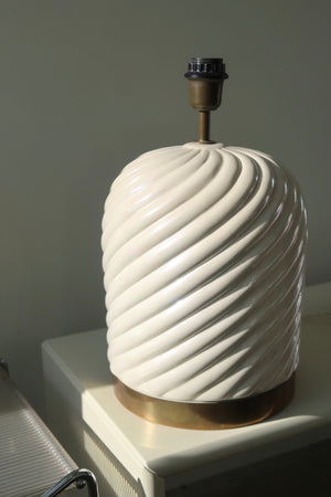 Vintage large Tommaso Barbi lamp base in beige ceramic H: 45 cm