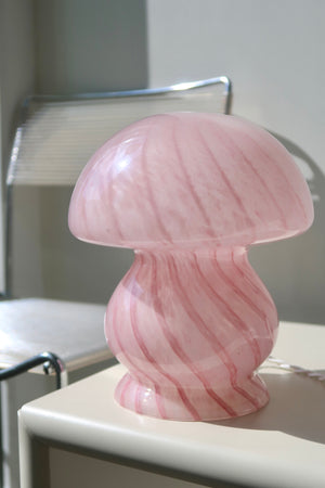 Vintage Murano pink swirl mushroom lamp H: 22 cm