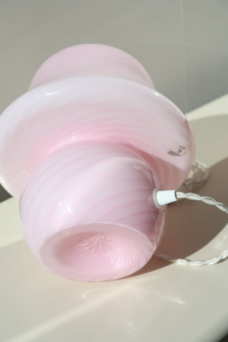 Vintage Murano pink swirl mushroom lamp H: 27 cm