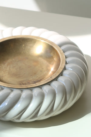 Vintage Tommaso Barbi fluted ceramic bowl D: 25 cm